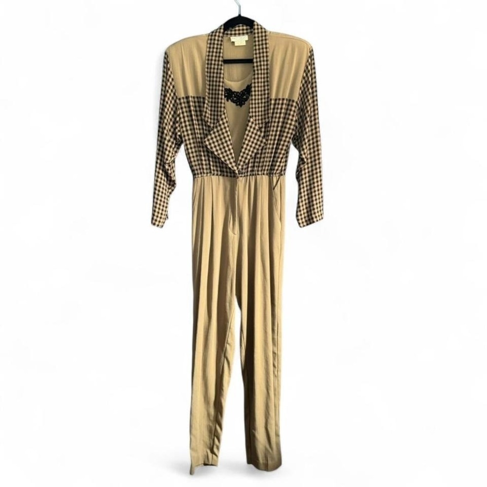 Vintage 1980s Jumpsuit Women's Size 6 Lew Magram Collection Plaid‎ Retro Twee